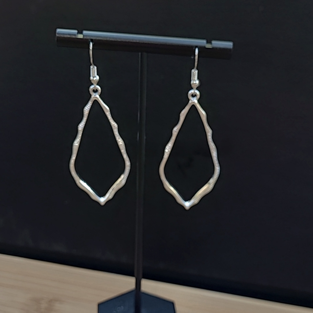 Two Inch Silver-tone Earrings